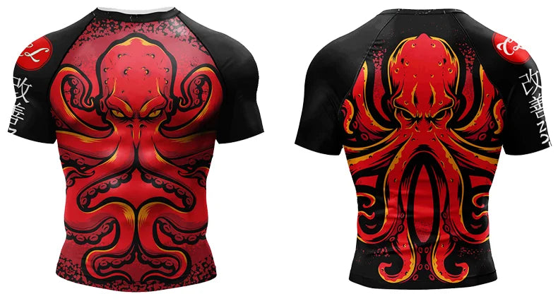 Pink BJJ Rash Guard Men Short Sleeve Jiu Jitsu Compression Training Shirt