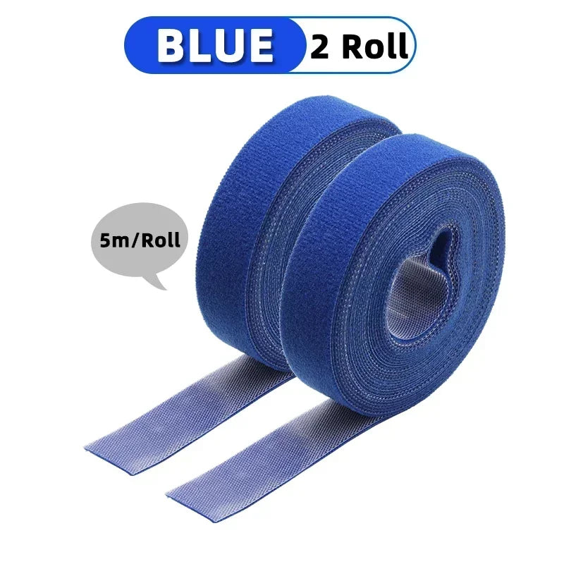 5m/roll Reusable Cable Management Strap Roll – Hook & Loop Fastener Tape