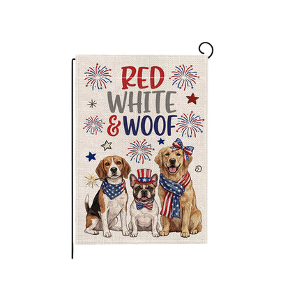 4th of July Yard Flags Red White and Blue Flower Dog Patriotic Garden Flag for Lawn Outdoor Holiday Decorations