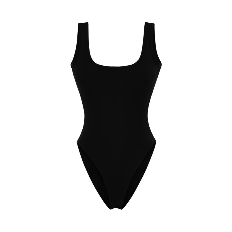 Women's Sculpting Modern Low Back Tank Bodysuit With Bra Insert