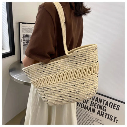 Shoulder Bag Summer Woven Bag Tote Bag Large Capacity Straw Bag for Summer Beach Holidays Women's Beach Bag Flower, Summer 2026