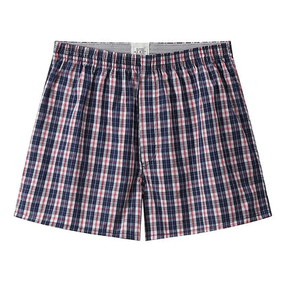 Men’s Cotton Boxer Shorts Pack – Soft Plaid Printed Loose Fit Breathable Underwear for Everyday Comfort