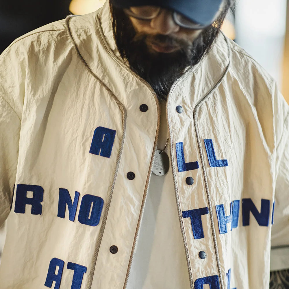 Men’s Oversized Streetwear Shirt – Japanese Retro Baseball Jersey