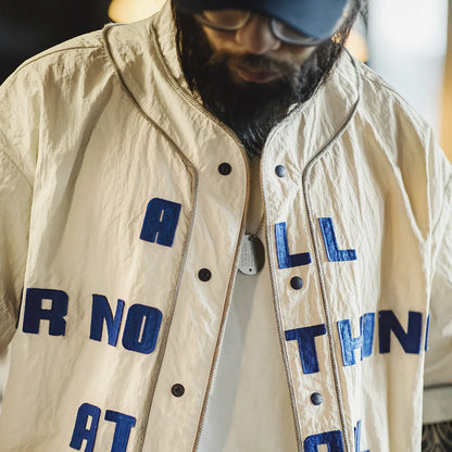 Men’s Oversized Streetwear Shirt – Japanese Retro Baseball Jersey