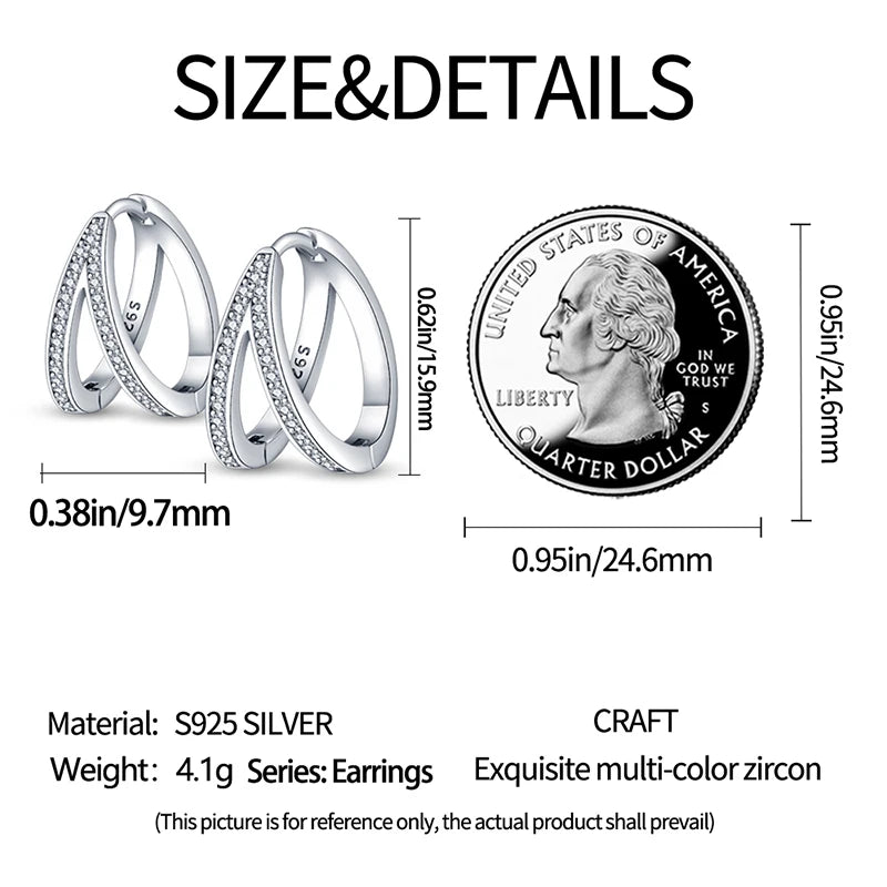 925 Sterling Silver Hoop Earrings – Minimalist Layered Huggie Earrings for Women