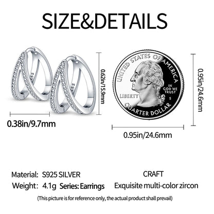 925 Sterling Silver Hoop Earrings – Minimalist Layered Huggie Earrings for Women