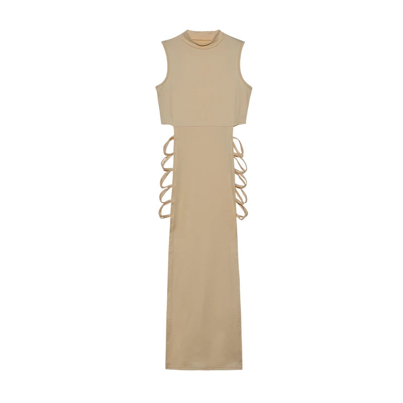 Women’s Black Cut-Out Lace-Up Side Split Dress