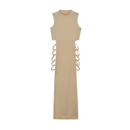 Women’s Black Cut-Out Lace-Up Side Split Dress