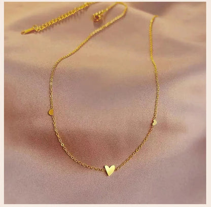 Dainty Gold Heart Necklace – Minimalist Tiny Heart Chain Necklace for Women