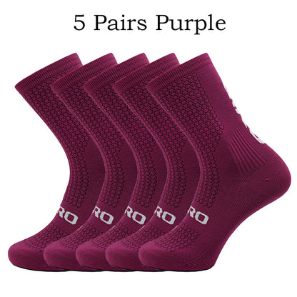 5 Pairs Compression Sports Crew Socks – Breathable Athletic Running & Training Socks
