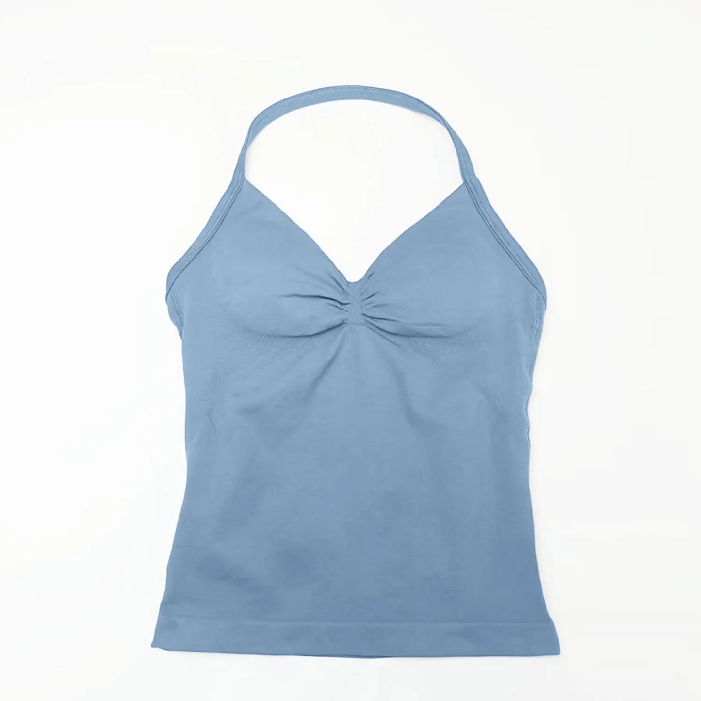 Pink Halter Neck Ruched Active Tank Top