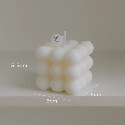 Aesthetic Bubble Cube Candle | Handmade Soy Wax Scented Candle for Home Decor