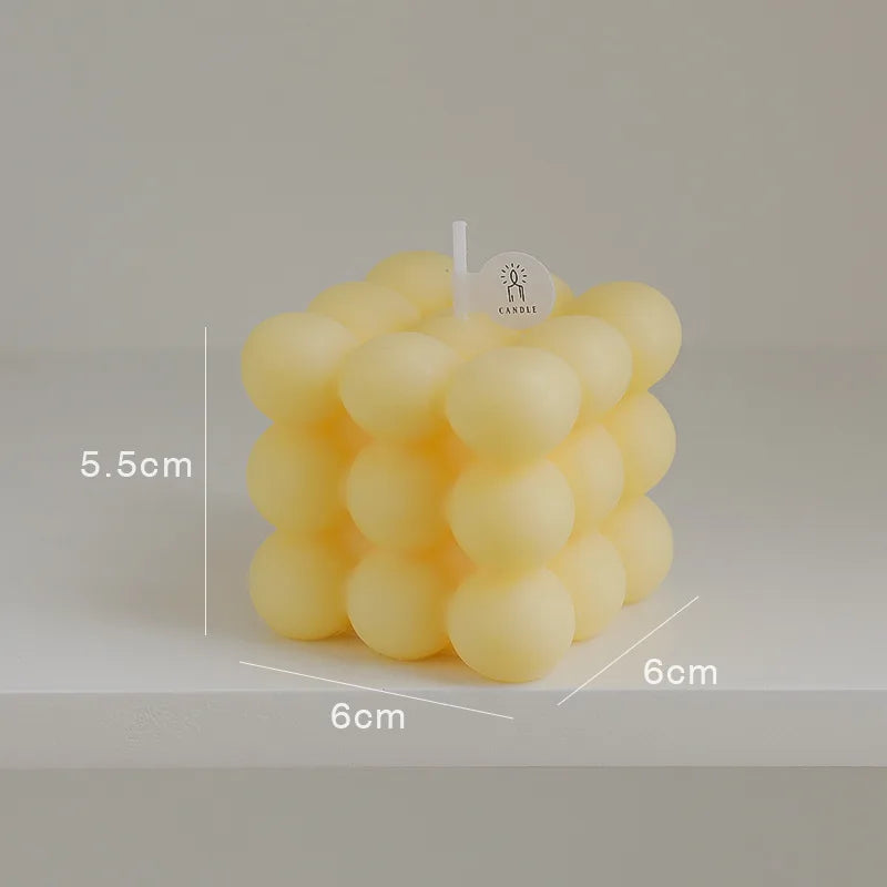 Aesthetic Bubble Cube Candle | Handmade Soy Wax Scented Candle for Home Decor