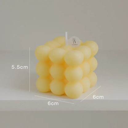 Aesthetic Bubble Cube Candle | Handmade Soy Wax Scented Candle for Home Decor