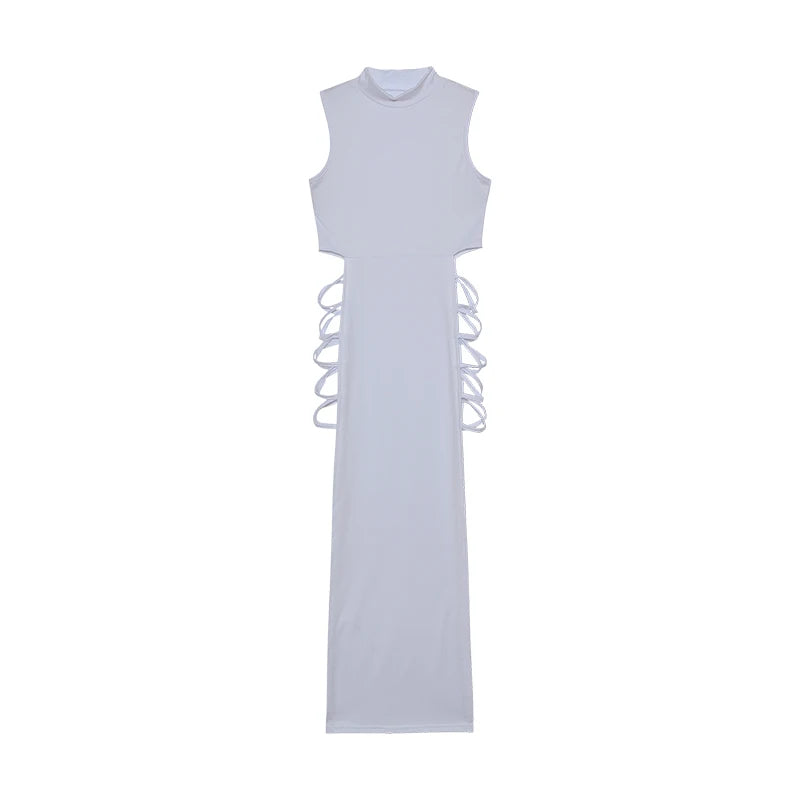 Women’s Black Cut-Out Lace-Up Side Split Dress