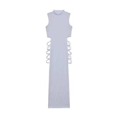 Women’s Black Cut-Out Lace-Up Side Split Dress
