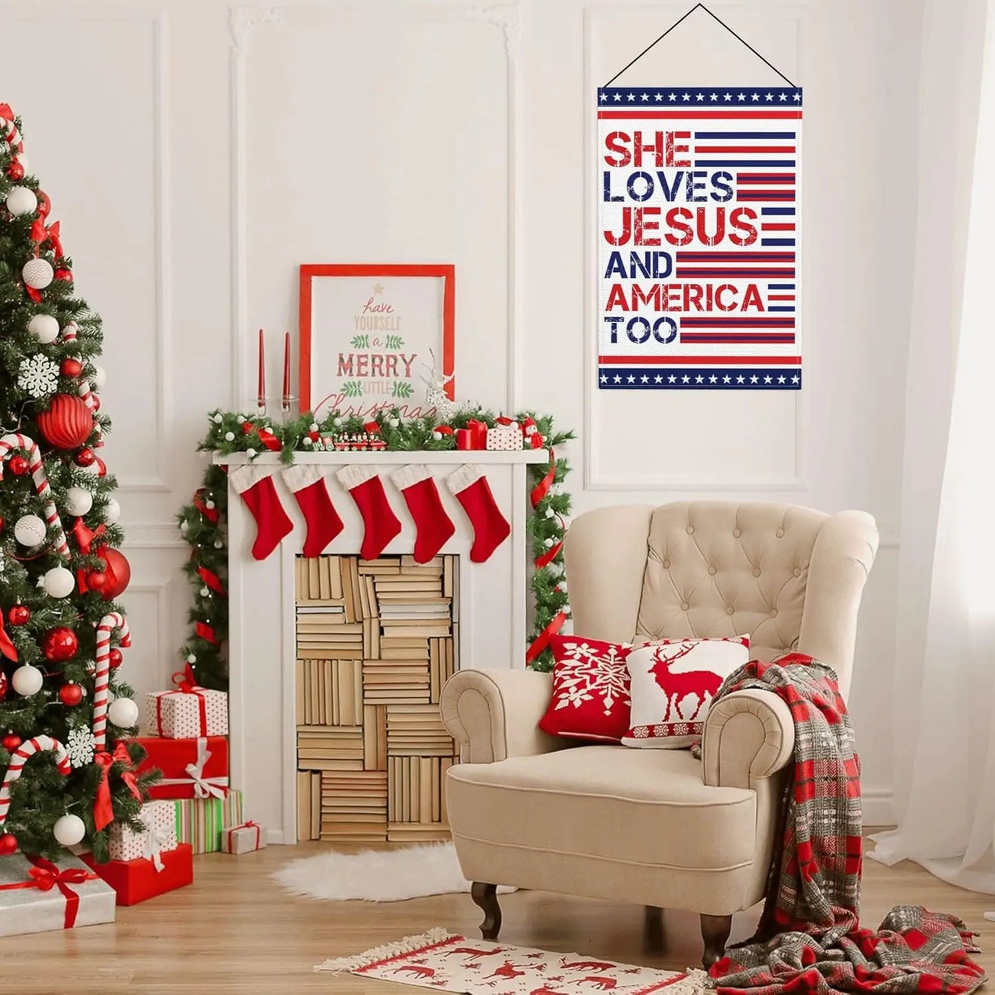 4th of July Memorial Day Independence Day Flag 12x18 Christian Jesus Faith American Patriotic Garden Flags f