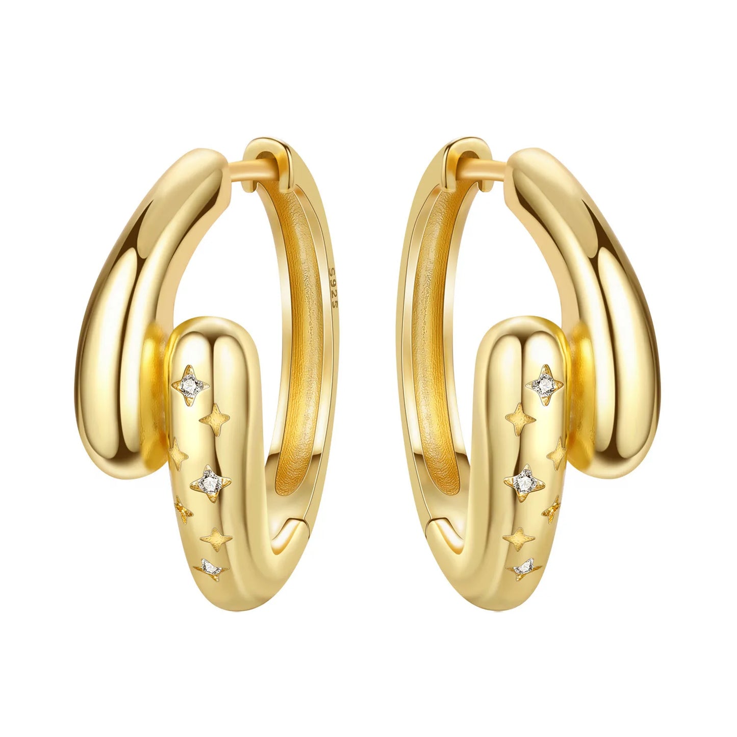 925 Sterling Silver Hoop Earrings – Minimalist Layered Huggie Earrings for Women