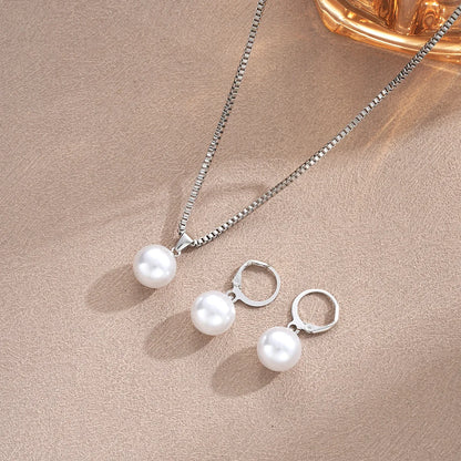Pearl Necklace & Earrings Set – Elegant Gold Pearl Jewelry Set for Women