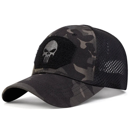 Skull Tactical Trucker Hat – Breathable Mesh Military Baseball Cap