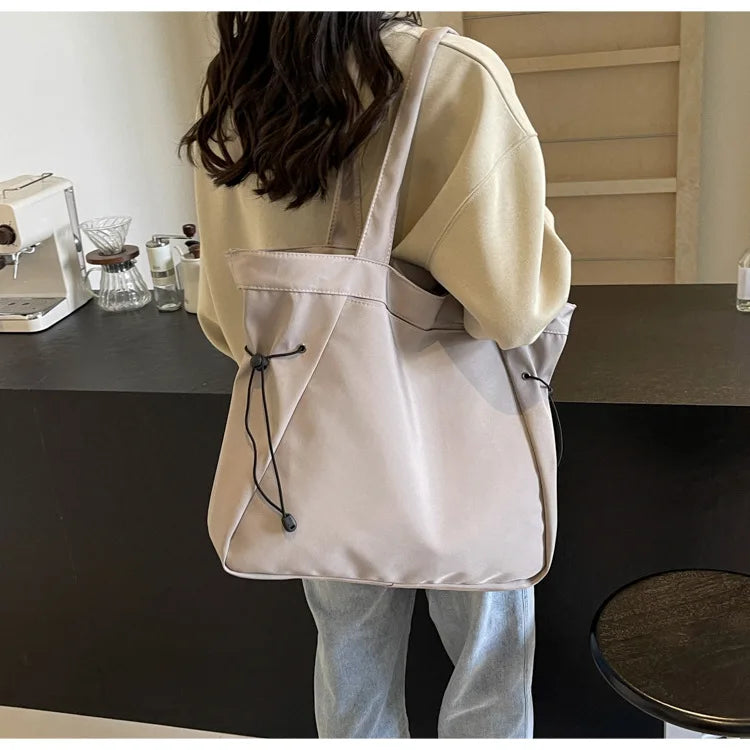 Minimalist Nylon Tote Bag – Large Capacity Casual Shoulder Handbag for Women