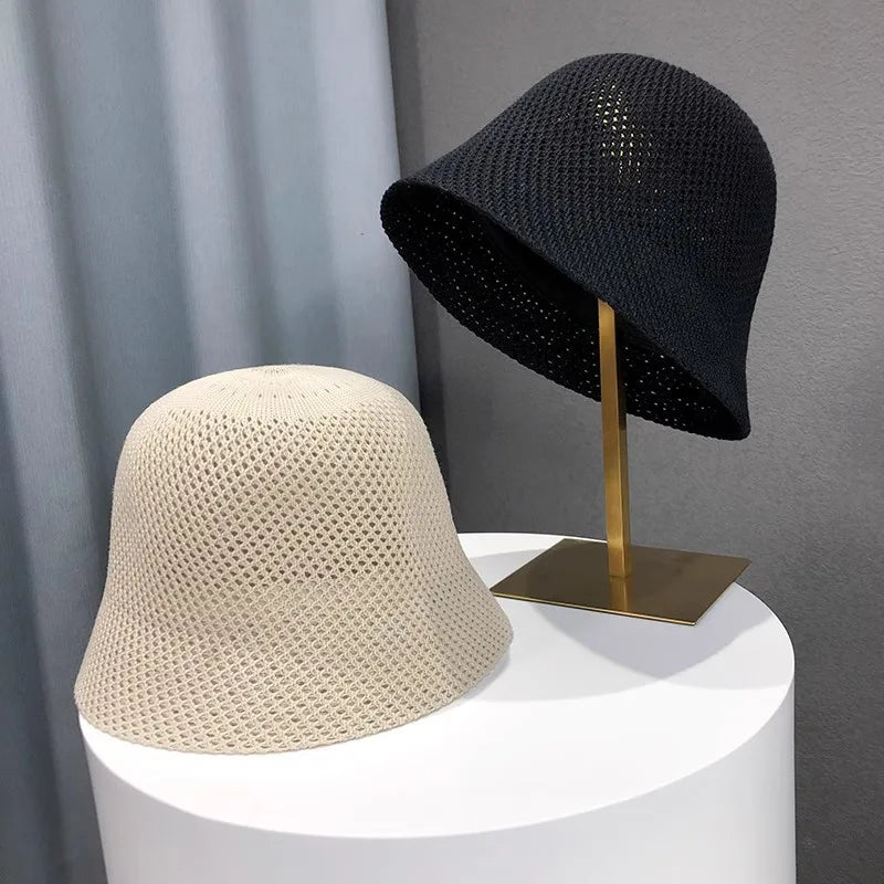Women’s Knit Bucket Hat – Breathable Summer Crochet Fisherman Cap