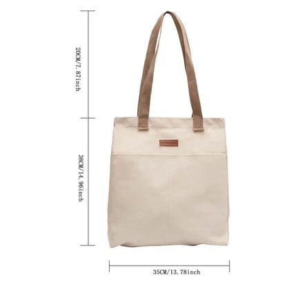Minimalist Canvas Tote Bag – Large Capacity Casual Shoulder Bag for Women
