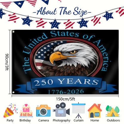 USA 250 Years Eagle Flag – Patriotic 1776–2026 Outdoor Banner
