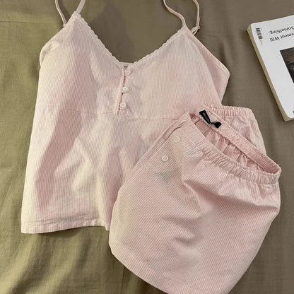 Women’s Soft Ribbed Lounge Set – Cami Top & Shorts Pajama Set