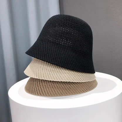 Women’s Knit Bucket Hat – Breathable Summer Crochet Fisherman Cap