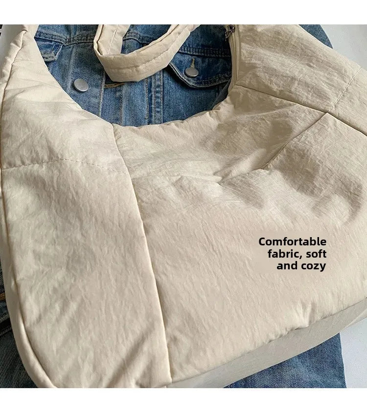 Quilted Nylon Hobo Tote Bag – Lightweight Large Capacity Shoulder Bag for Women