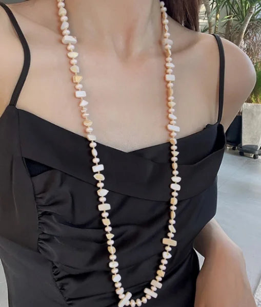 Bohemian Colorful Irregular Shell Beaded Necklace Long Sweater Chain Accessory Vintage Style Women's Holiday Fashion Jewelry