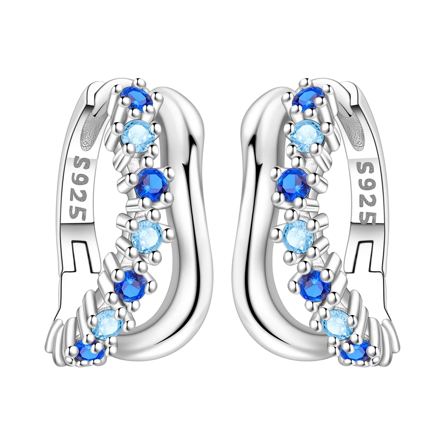 925 Sterling Silver Hoop Earrings – Minimalist Layered Huggie Earrings for Women