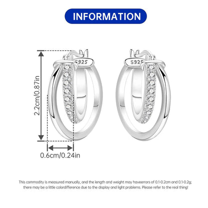925 Sterling Silver Hoop Earrings – Minimalist Layered Huggie Earrings for Women