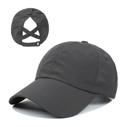 Women’s Ponytail Baseball Cap – Breathable Mesh Sports Hat for Running & Gym