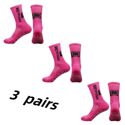 3 Pairs Grip Soccer Socks – Anti Slip Athletic Crew Sports Socks