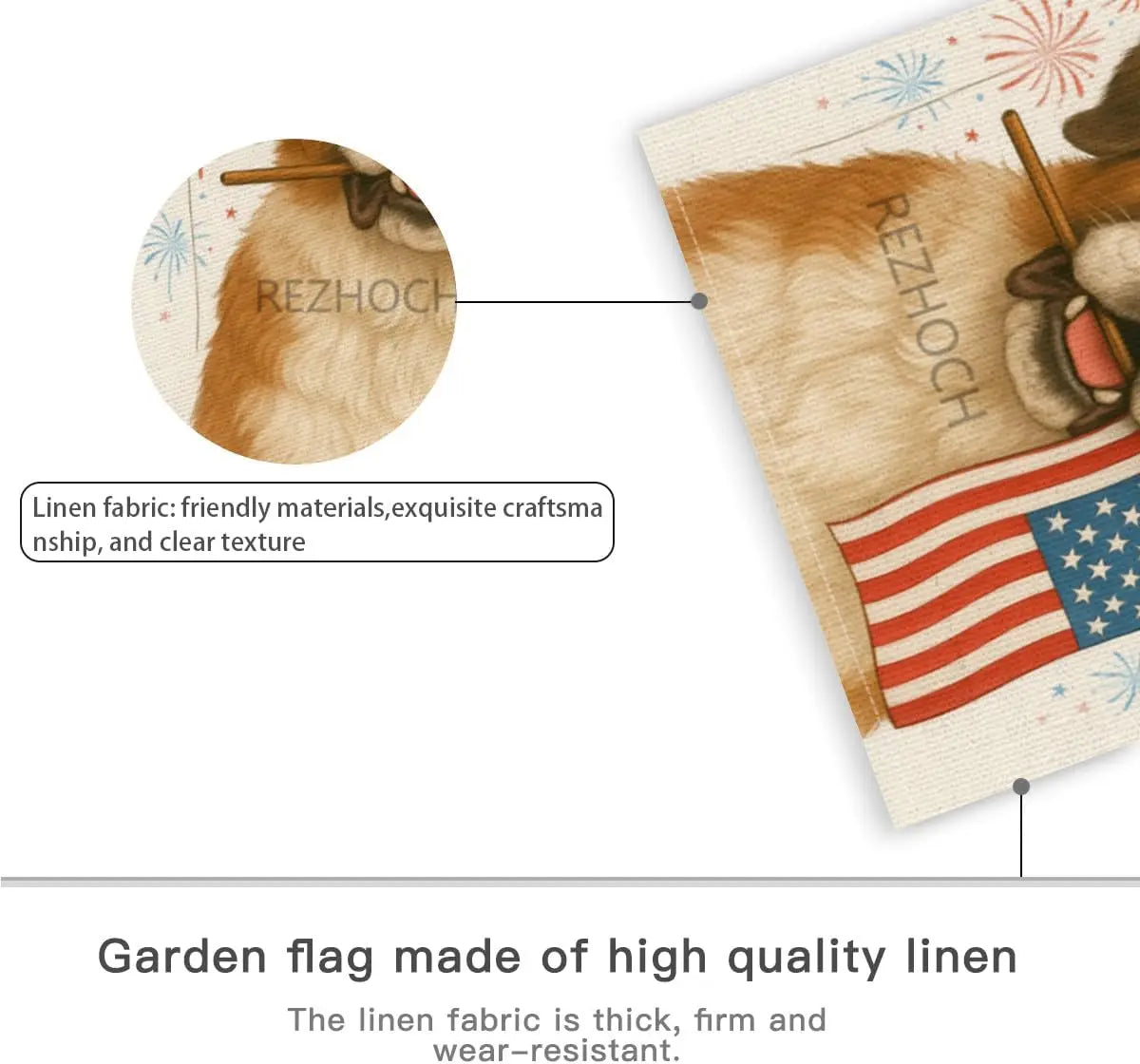 4th of July Patriotic Garden Flag Welcome Funny Saint Bernard Dog Independence Memorial Day Yard Flags for Outside