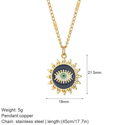 Gold Charm Pendant Necklace Collection – Celestial Eye Heart Sun Moon Layered Necklaces for Women