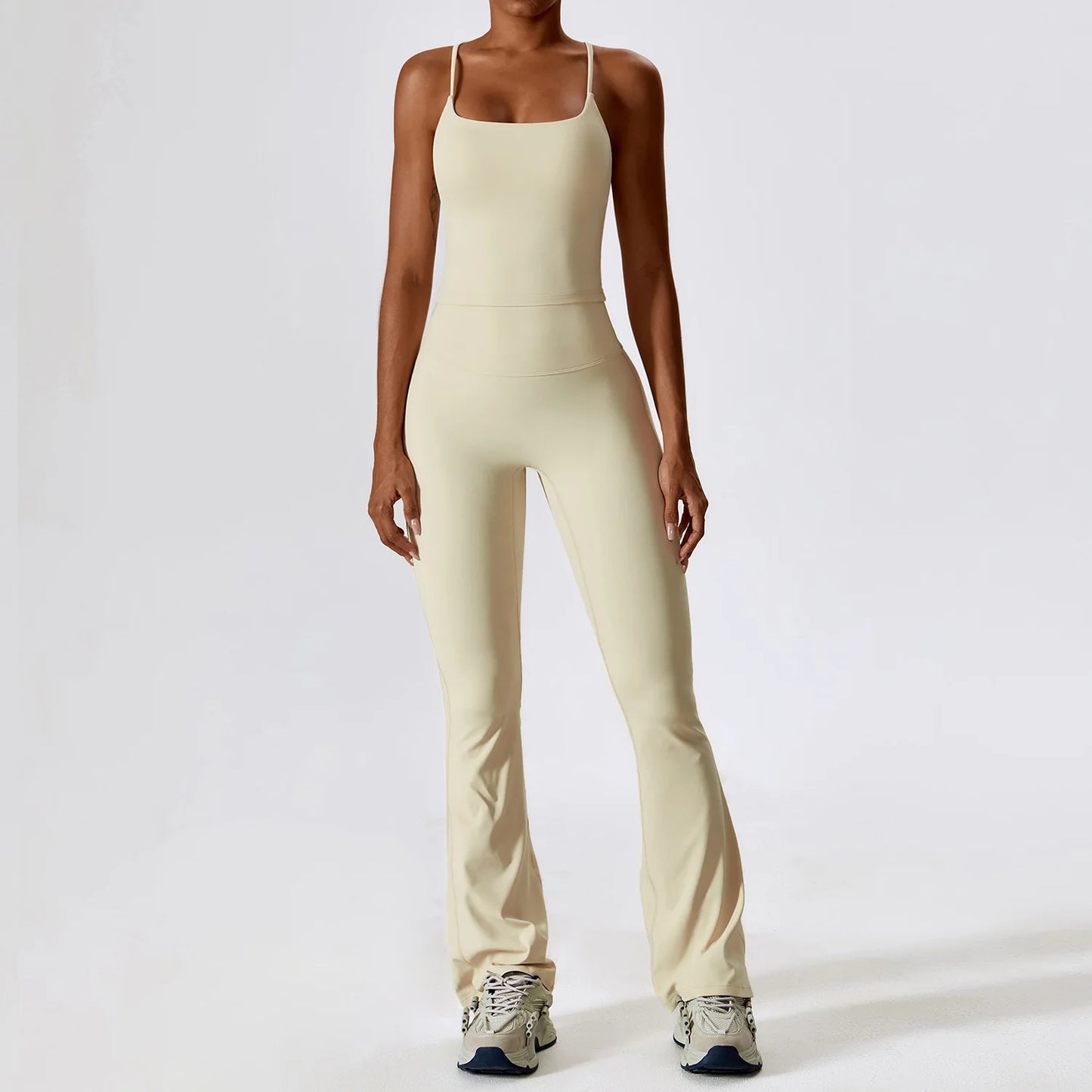 Sage Green Long Sleeve Crop Top & Flare Leggings Set
