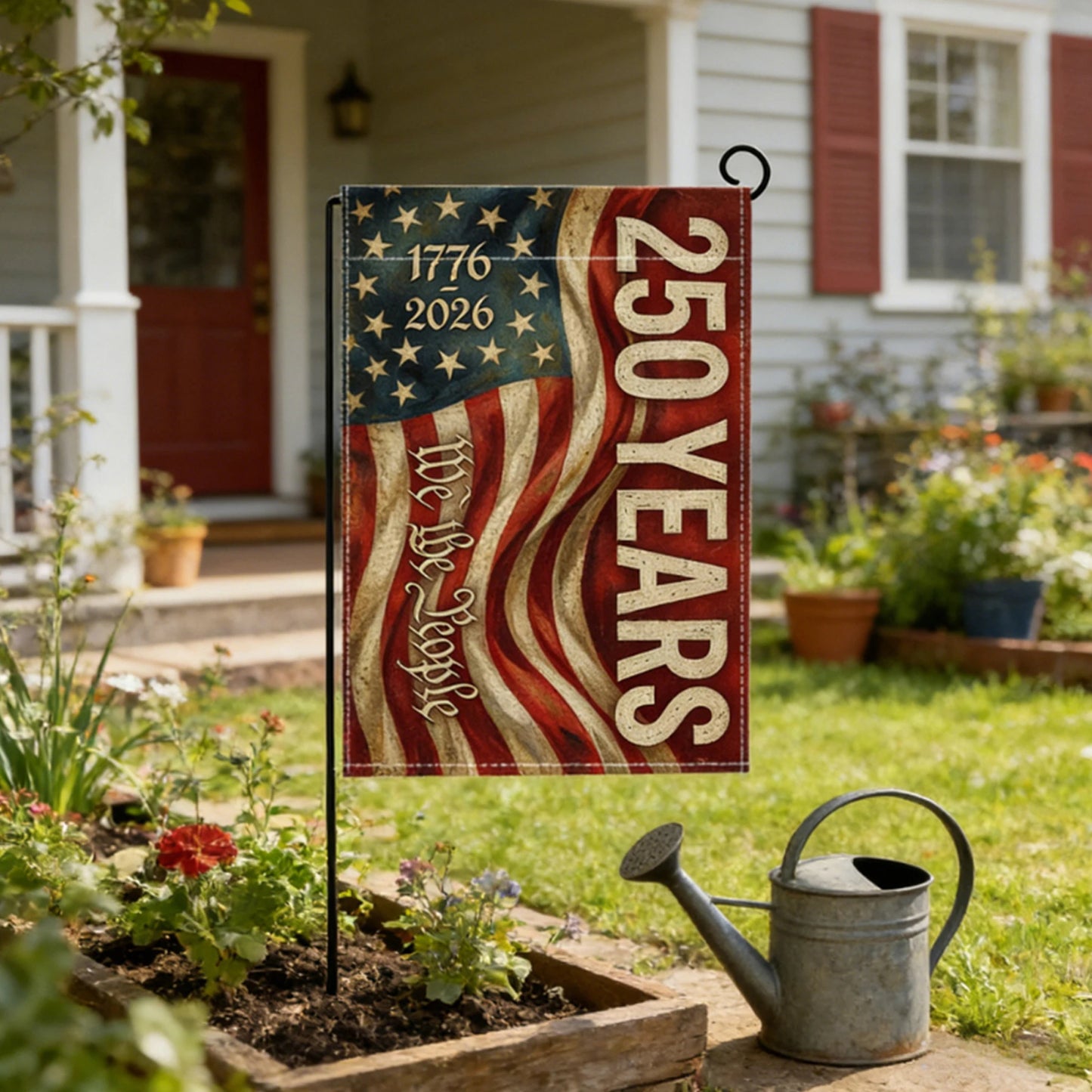 250th Anniversary Garden Flag Patriotic Banner Independence Day 4th of July Decoration for Garden Yard Porch Lawn Outdoor Decor