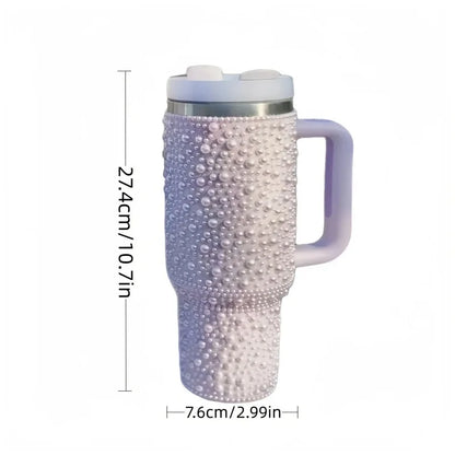 40oz Diamond Stainless Steel Tumbler with Handle Insulated Thermal Mug