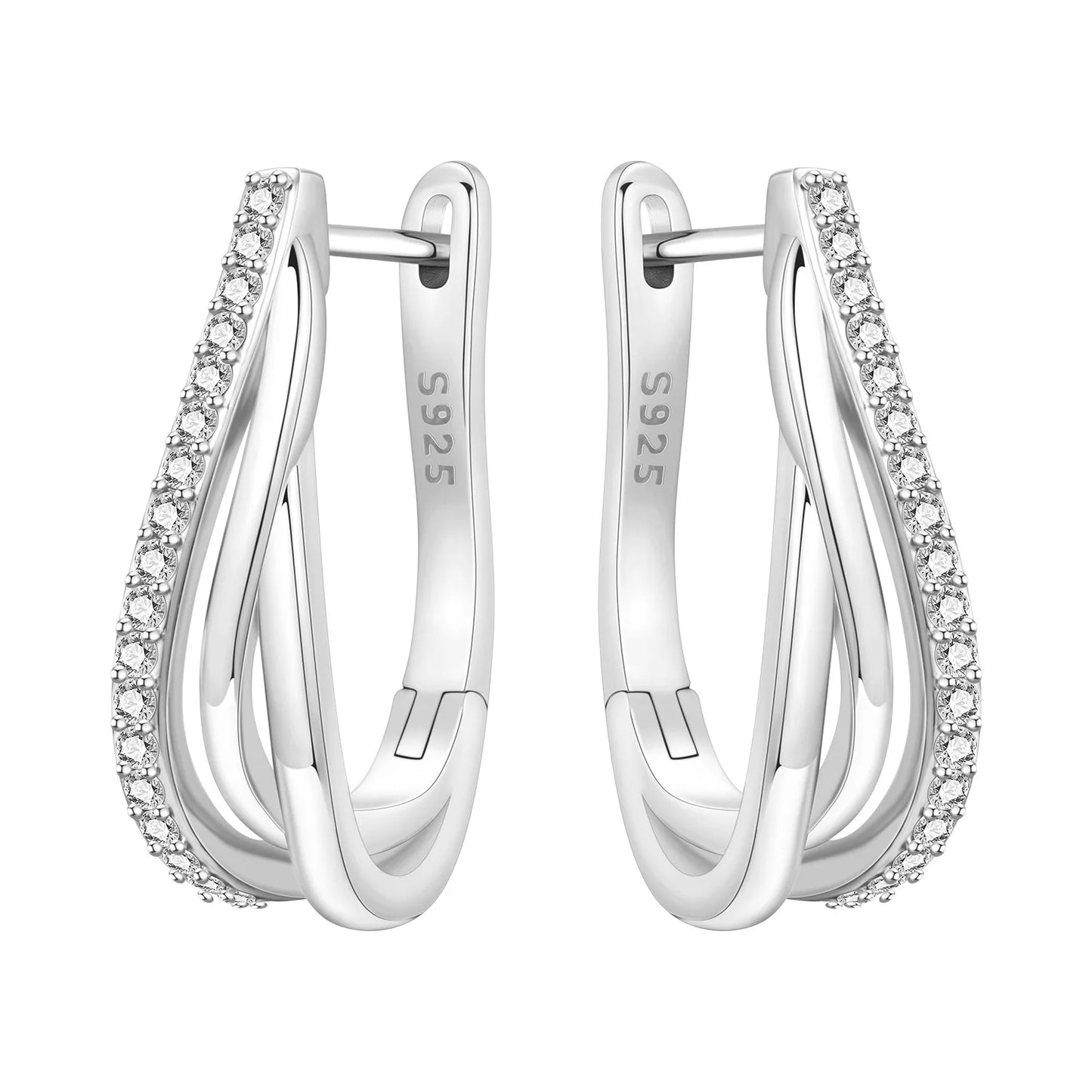 925 Sterling Silver Hoop Earrings – Minimalist Layered Huggie Earrings for Women