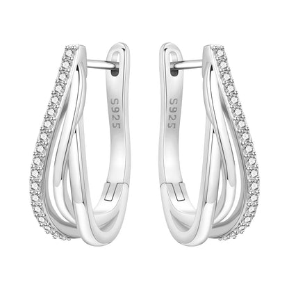 925 Sterling Silver Hoop Earrings – Minimalist Layered Huggie Earrings for Women