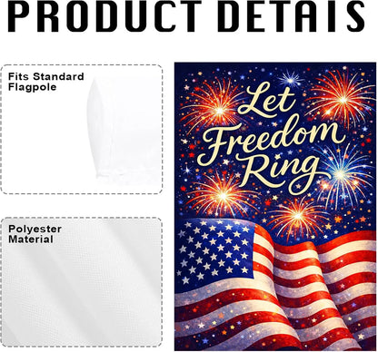 American Garden Flag, Let Freedom Ring Patriotic & American Flag, 4th of July Garden Flag,