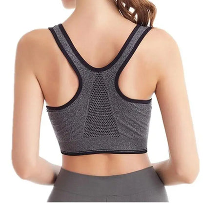 Women’s Front Zip Sports Bra – High Support Seamless Workout Bra for Yoga, Running & Fitness
