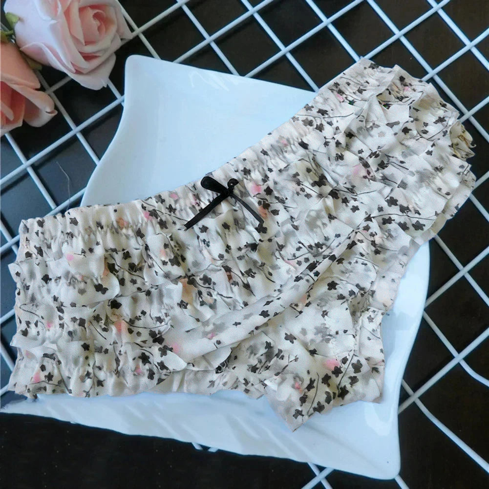 Cute Ruffle Lace Panties – Floral Mesh Low Waist Breathable Women Underwear