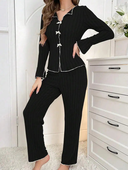Women’s Long Sleeve Pajama Set – Soft Summer Sleepwear with Trousers, Cozy Lounge Homewear for Women