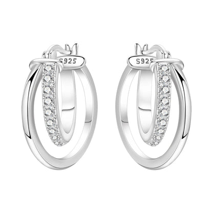 925 Sterling Silver Hoop Earrings – Minimalist Layered Huggie Earrings for Women