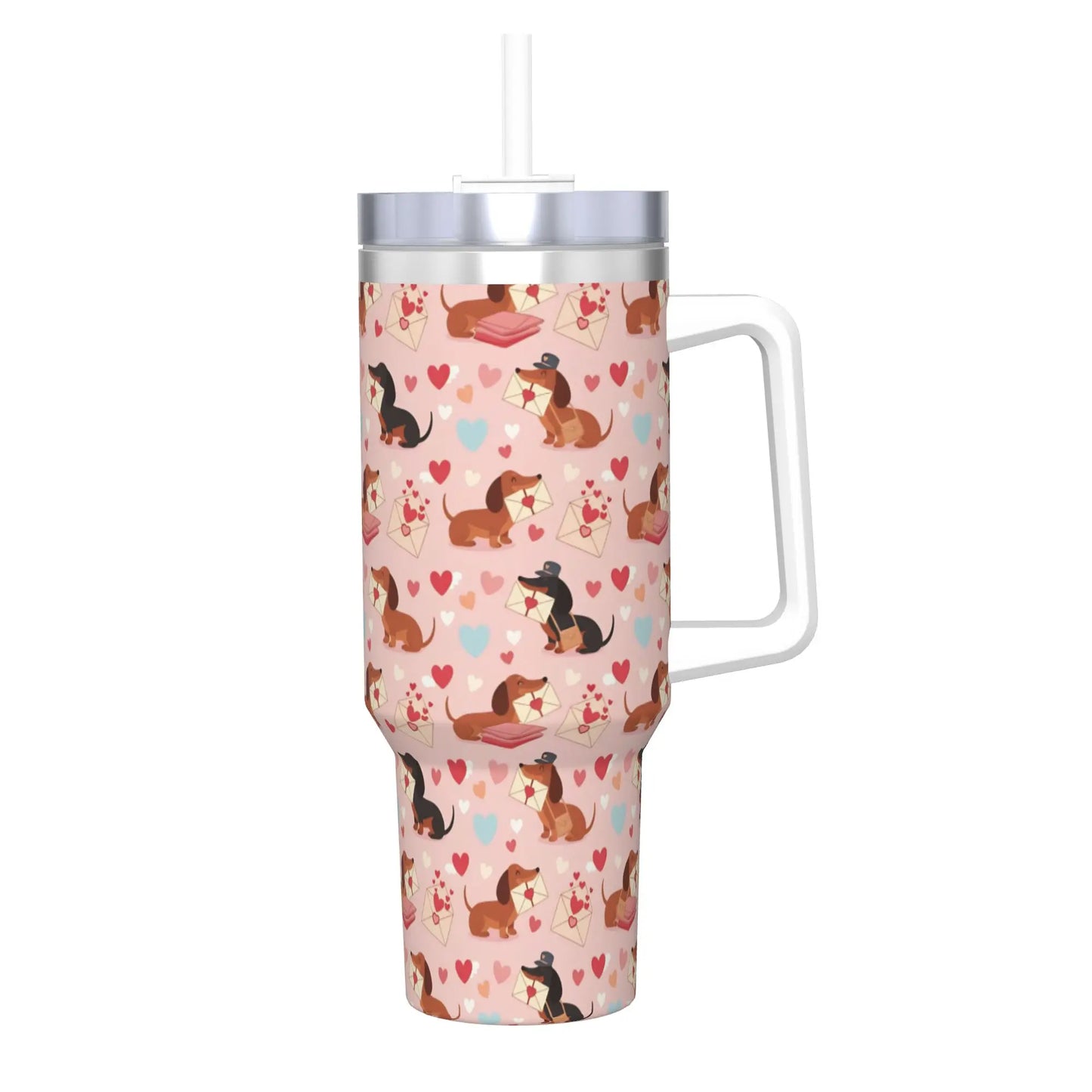 Dachshund Love 40oz Stainless Steel Tumbler with Straw Insulated Mug