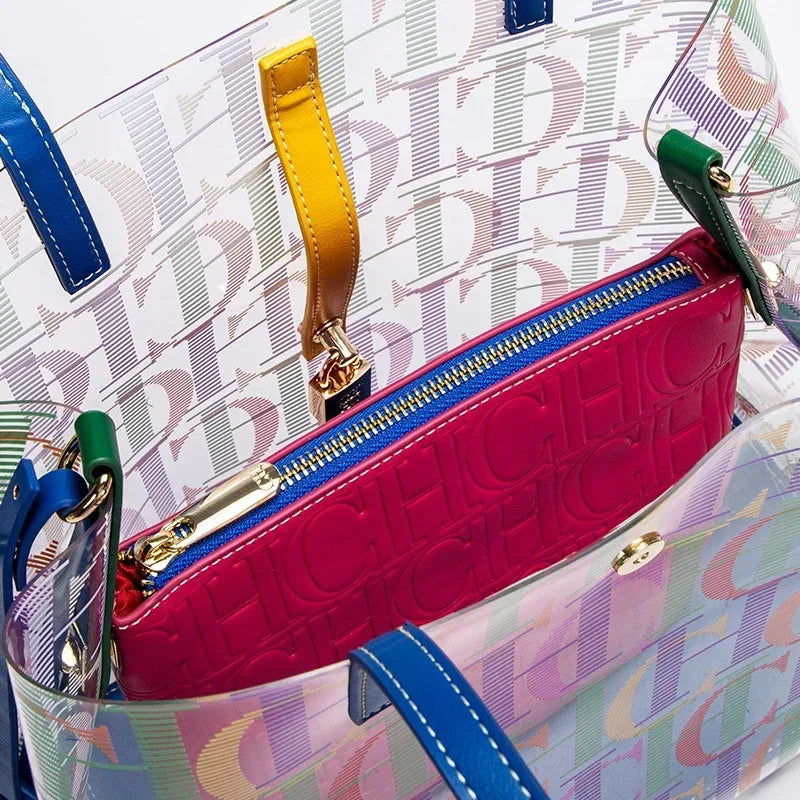 Colorful Transparent Tote Bag – Women’s Fashion Shoulder & Crossbody Bag
